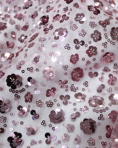 PINK SEQUINS NET FABRIC