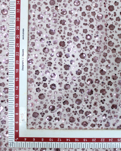 PINK SEQUINS NET FABRIC