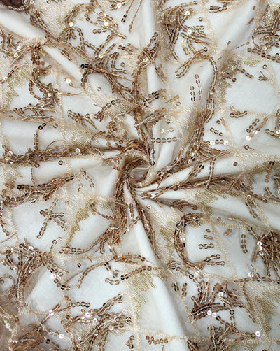 GOLDEN SEQUINS NET FABRIC