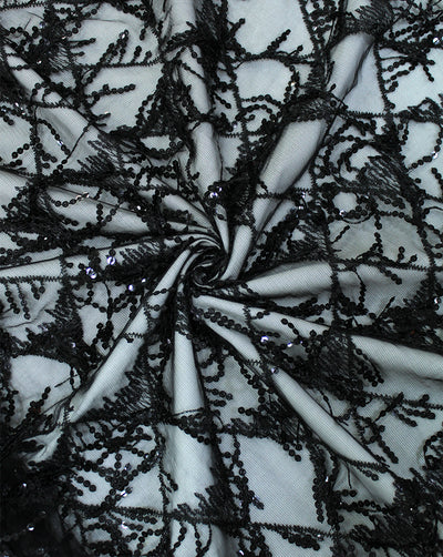 BLACK SEQUINS NET FABRIC