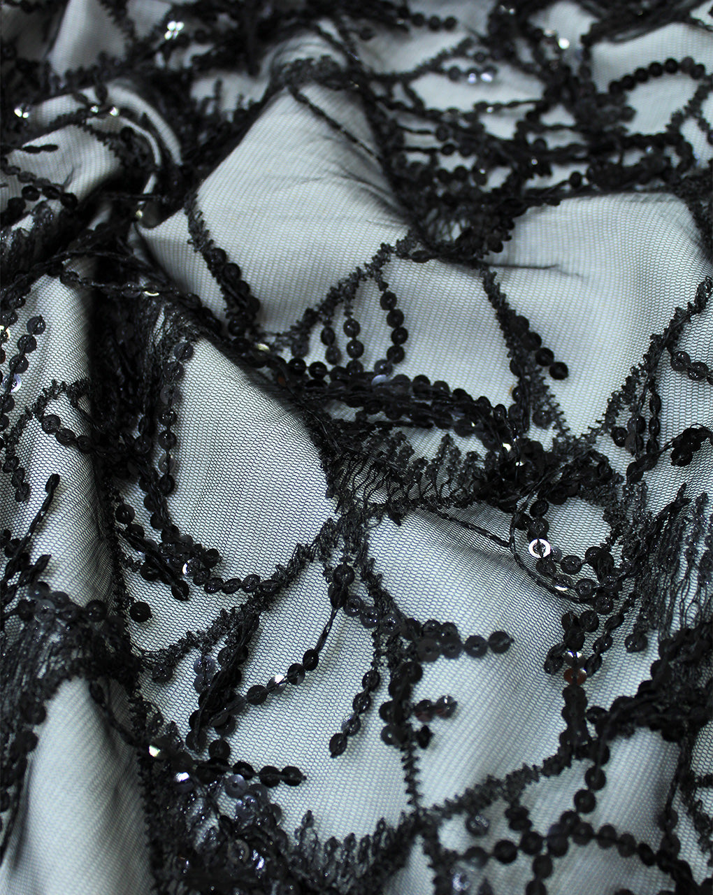 BLACK SEQUINS NET FABRIC