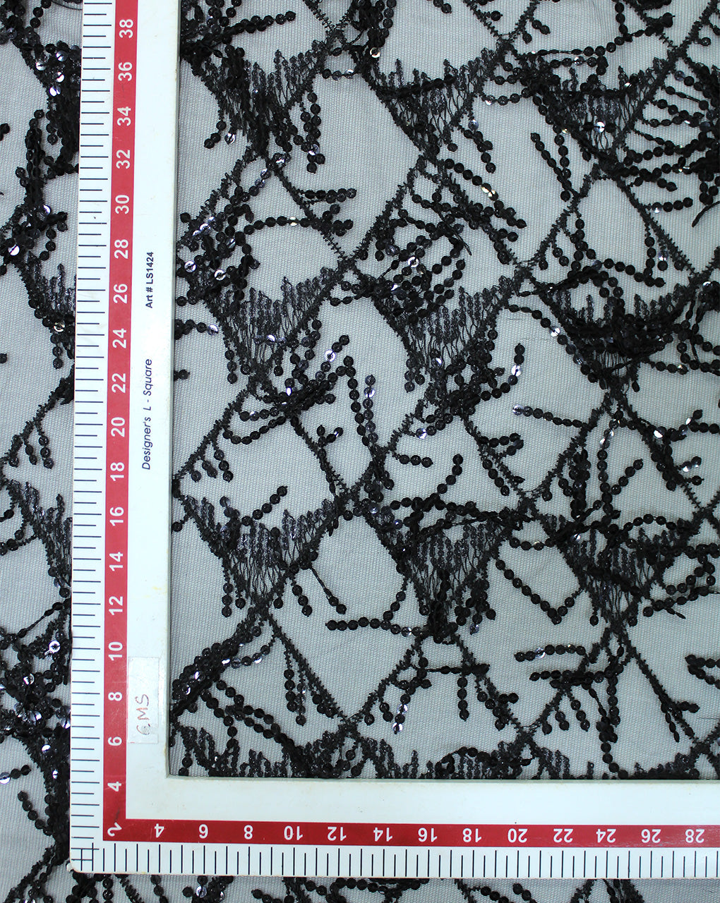 BLACK SEQUINS NET FABRIC