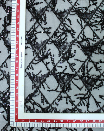 BLACK SEQUINS NET FABRIC
