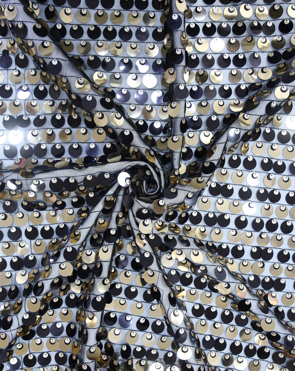 BLACK AND GOLD SEQUINS NET FABRIC