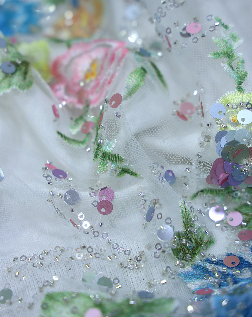 FLORAL CUTDANA EMBROIDERY NET FABRIC