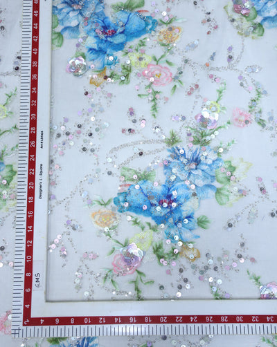 FLORAL CUTDANA EMBROIDERY NET FABRIC