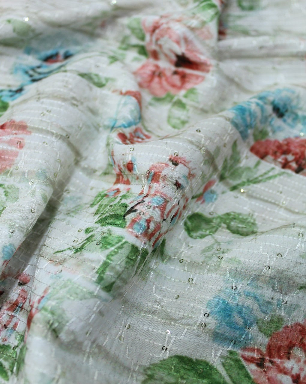 Multicolor Printed Sequins Fabric