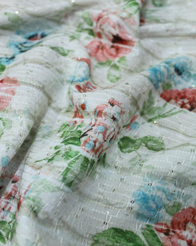 Multicolor Printed Sequins Fabric