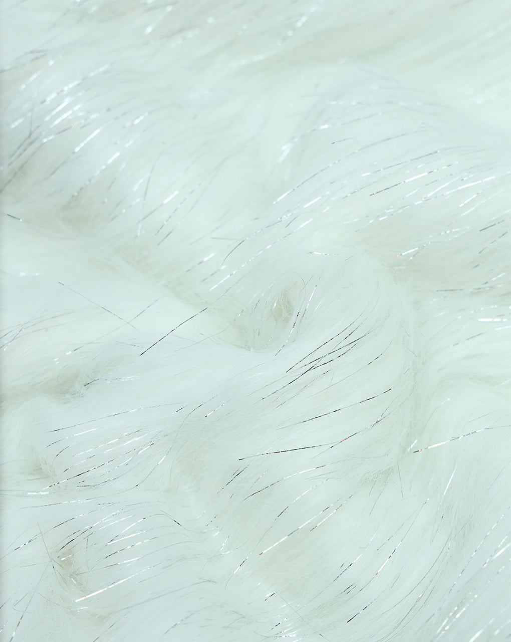 WHITE WITH SILVER LUREX ARTIFICIAL FUR FABRIC