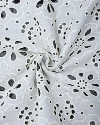 GREIGE COTTON SCHIFFLI EMBROIDERY FABRIC (WIDTH-58 INCHES)