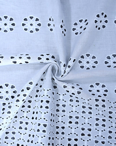 WHITE COTTON SCHIFFLI EMBROIDERY FABRIC (WIDTH:40-42 INCHES)