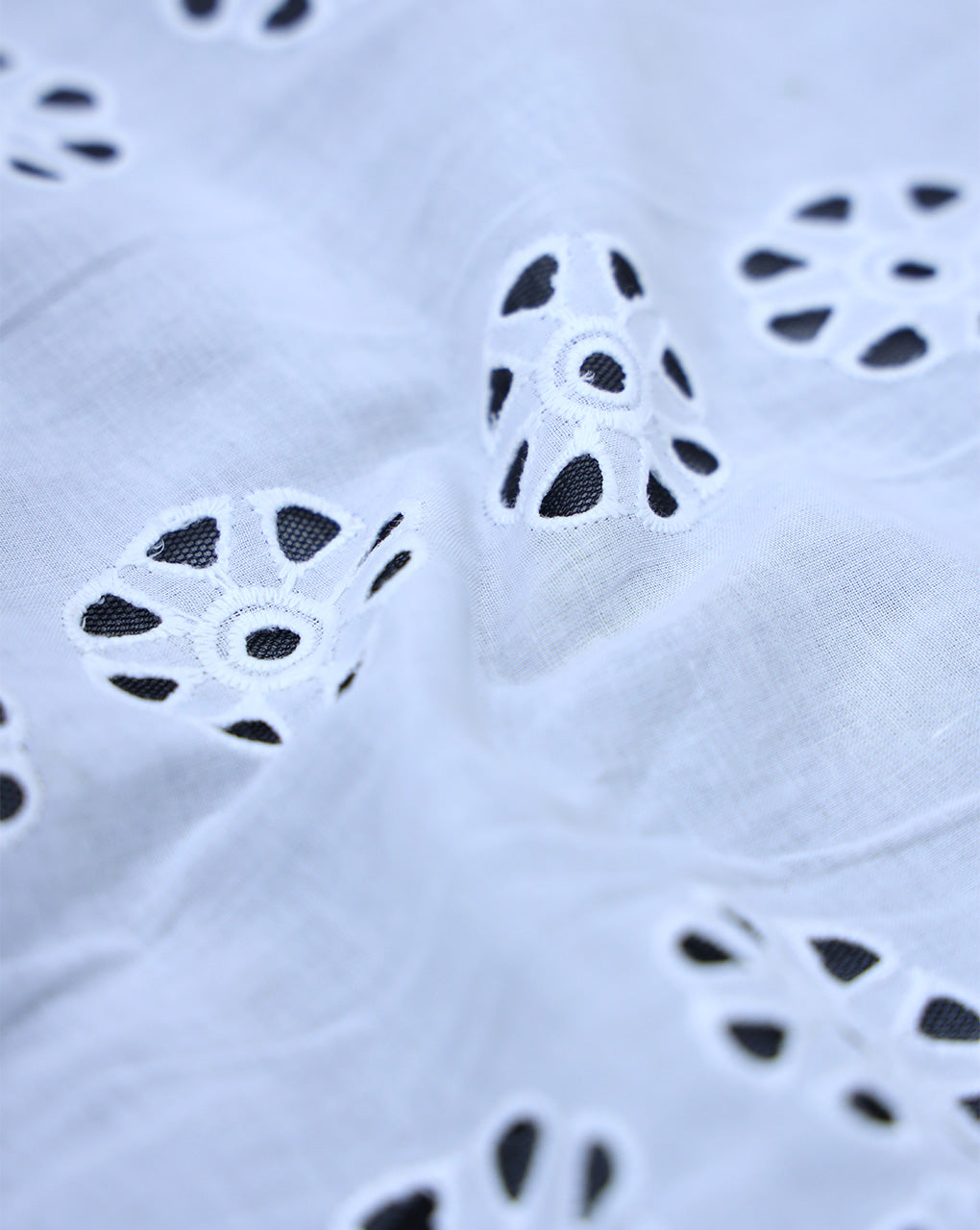WHITE COTTON SCHIFFLI EMBROIDERY FABRIC (WIDTH:40-42 INCHES)