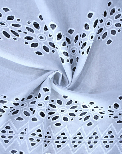 WHITE COTTON SCHIFFLI EMBROIDERY FABRIC (WIDTH: 40-42 INCHES)