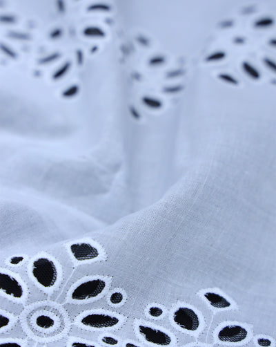 WHITE COTTON SCHIFFLI EMBROIDERY FABRIC (WIDTH: 40-42 INCHES)