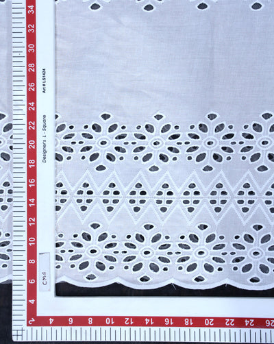 WHITE COTTON SCHIFFLI EMBROIDERY FABRIC (WIDTH: 40-42 INCHES)