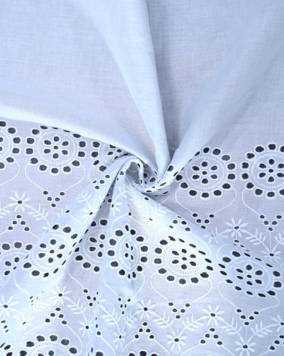 WHITE COTTON SCHIFFLI EMBROIDERY FABRIC (WIDTH: 40-42 INCHES)