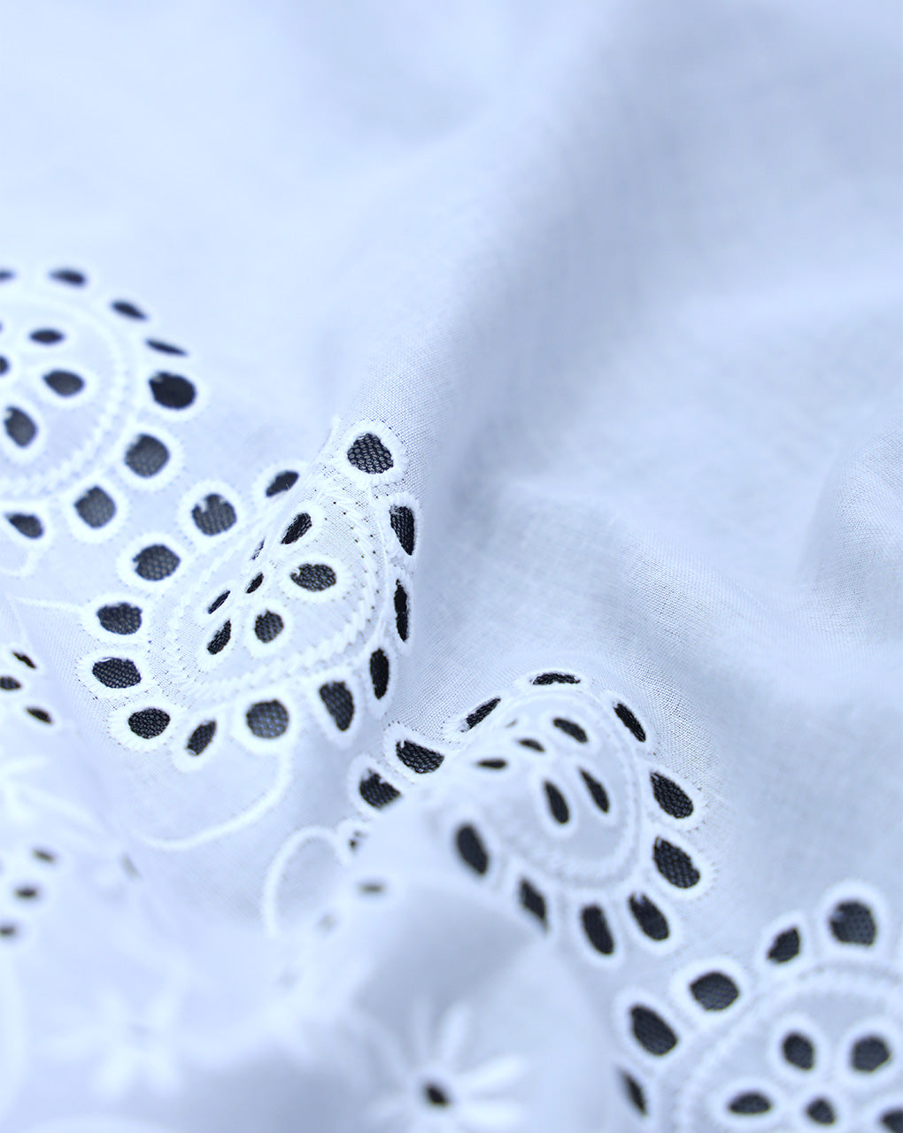 WHITE COTTON SCHIFFLI EMBROIDERY FABRIC (WIDTH: 40-42 INCHES)