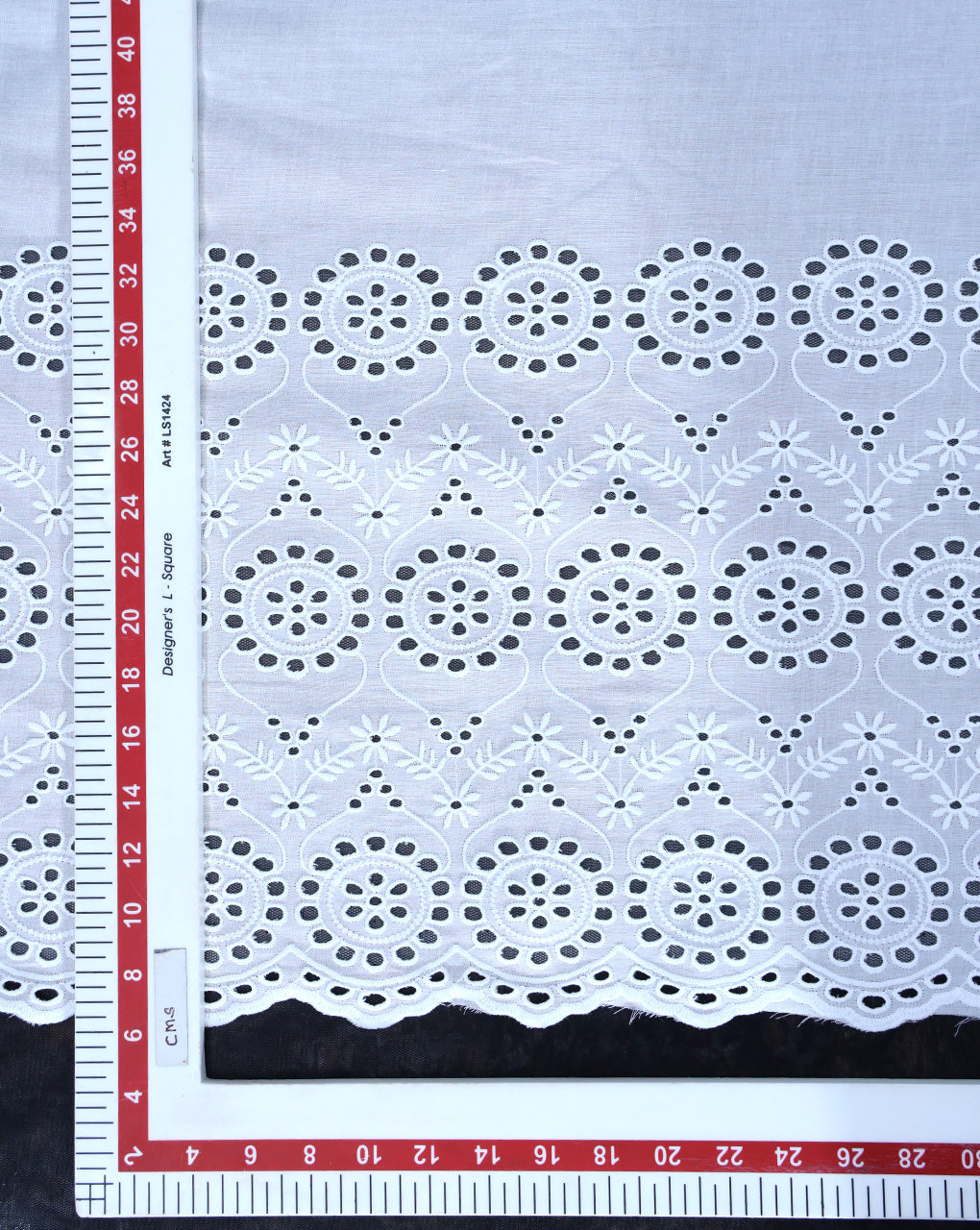 WHITE COTTON SCHIFFLI EMBROIDERY FABRIC (WIDTH: 40-42 INCHES)