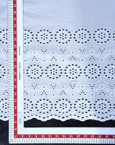 WHITE COTTON SCHIFFLI EMBROIDERY FABRIC (WIDTH: 40-42 INCHES)