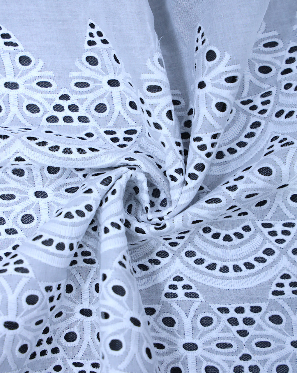 WHITE COTTON SCHIFFLI EMBROIDERY FABRIC (WIDTH: 42 INCHES)