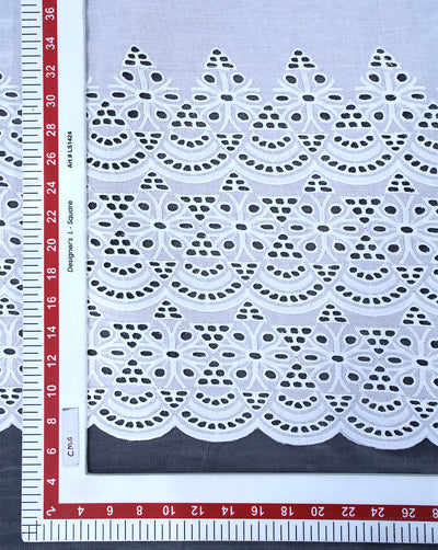 WHITE COTTON SCHIFFLI EMBROIDERY FABRIC (WIDTH: 42 INCHES)