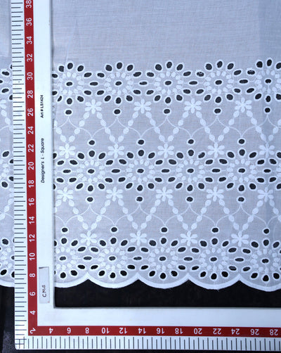 WHITE COTTON SCHIFFLI EMBROIDERY FABRIC (WIDTH-42 INCHES)