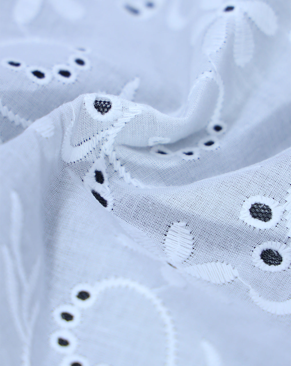 WHITE COTTON SCHIFFLI EMBROIDERY FABRIC (WIDTH-42 INCHES)