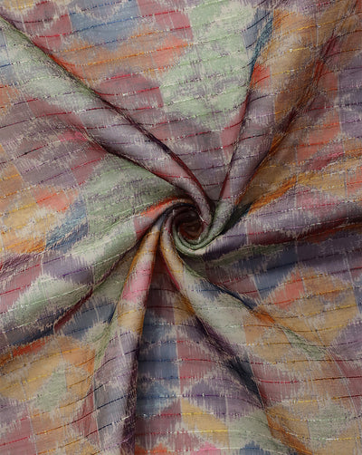 MULTICOLOR ABSTRACT DESIGN POLYESTER ORGANZA PRINTED FABRIC