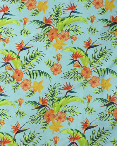 MULTICOLOR TROPICAL DESIGN DIGITAL PRINTED FABRIC