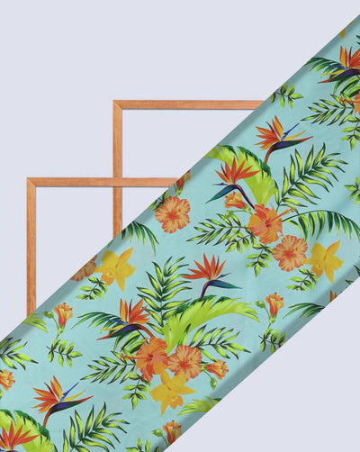 MULTICOLOR TROPICAL DESIGN DIGITAL PRINTED FABRIC