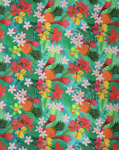 MULTICOLOR TROPICAL DESIGN DIGITAL PRINTED FABRIC