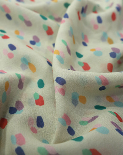 MULTICOLOR POLKA DOTS DESIGN DIGITAL PRINTED FABRIC