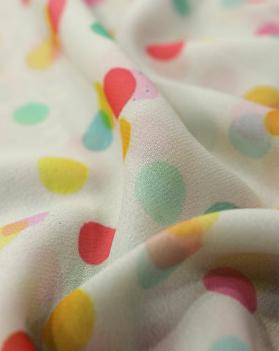 MULTICOLOR POLKA DOTS DESIGN DIGITAL PRINTED FABRIC