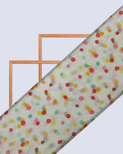 MULTICOLOR POLKA DOTS DESIGN DIGITAL PRINTED FABRIC