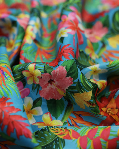 MULTICOLOR TROPICAL DESIGN DIGITAL PRINTED FABRIC