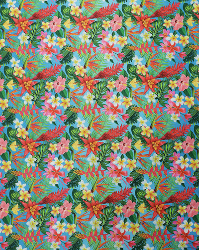 MULTICOLOR TROPICAL DESIGN DIGITAL PRINTED FABRIC