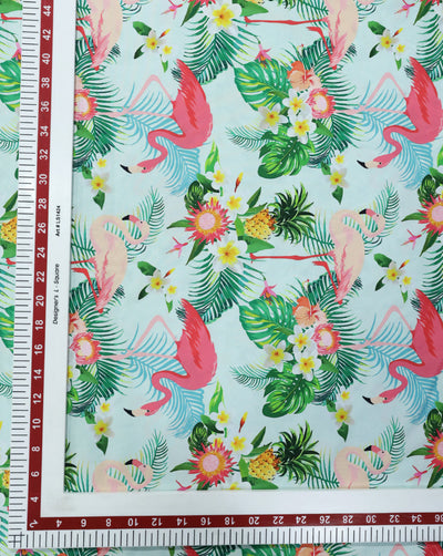 MULTICOLOR TROPICAL DESIGN DIGITAL PRINTED FABRIC