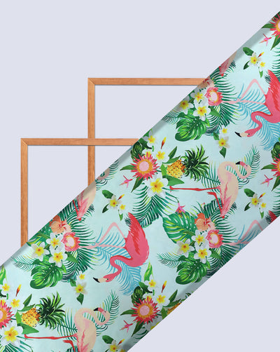 MULTICOLOR TROPICAL DESIGN DIGITAL PRINTED FABRIC