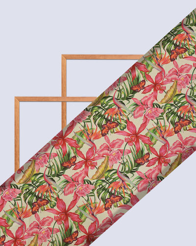 MULTICOLOR TROPICAL DESIGN DIGITAL PRINTED FABRIC