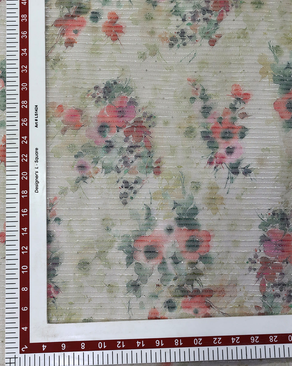 MULTICOLOR FLORAL DESIGN POLYESTER ORGANZA PRINTED FABRIC