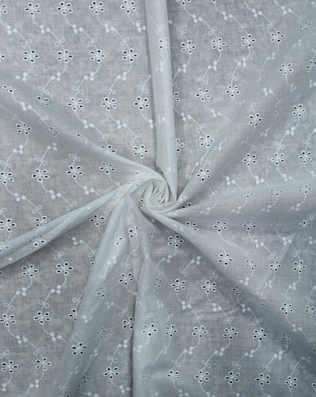 WHITE COTTON SCHIFFLI EMBROIDERY FABRIC (WIDTH-44 INCHES)
