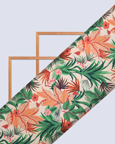 MULTICOLOR TROPICAL DESIGN DIGITAL PRINTED FABRIC