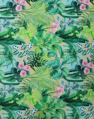 MULTICOLOR TROPICAL DESIGN DIGITAL PRINTED FABRIC