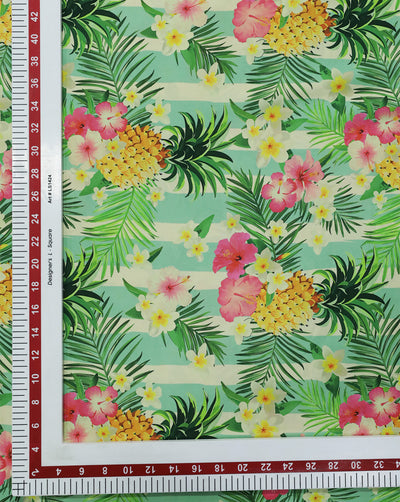 MULTICOLOR TROPICAL DESIGN DIGITAL PRINTED FABRIC