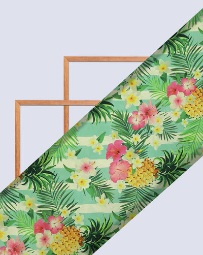 MULTICOLOR TROPICAL DESIGN DIGITAL PRINTED FABRIC