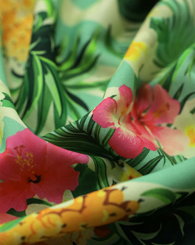 MULTICOLOR TROPICAL DESIGN DIGITAL PRINTED FABRIC