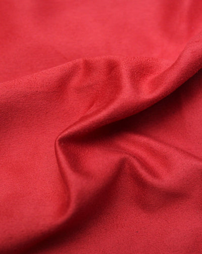 Plain Red Polyester Suede Fabric