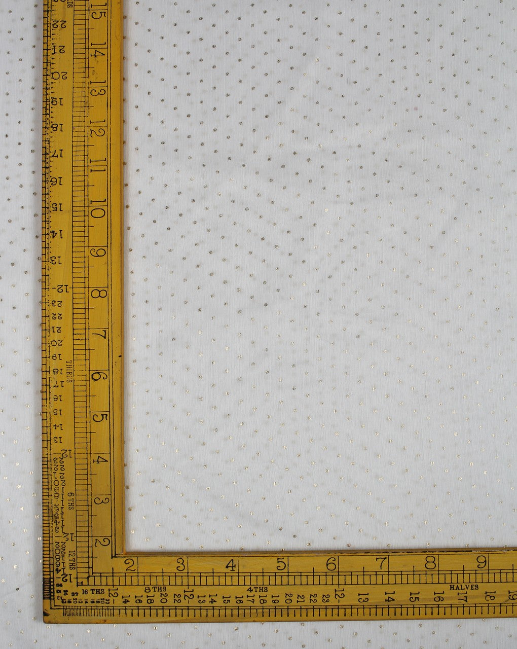 Peach And Golden Dots Print Polyester Chiffon Fabric