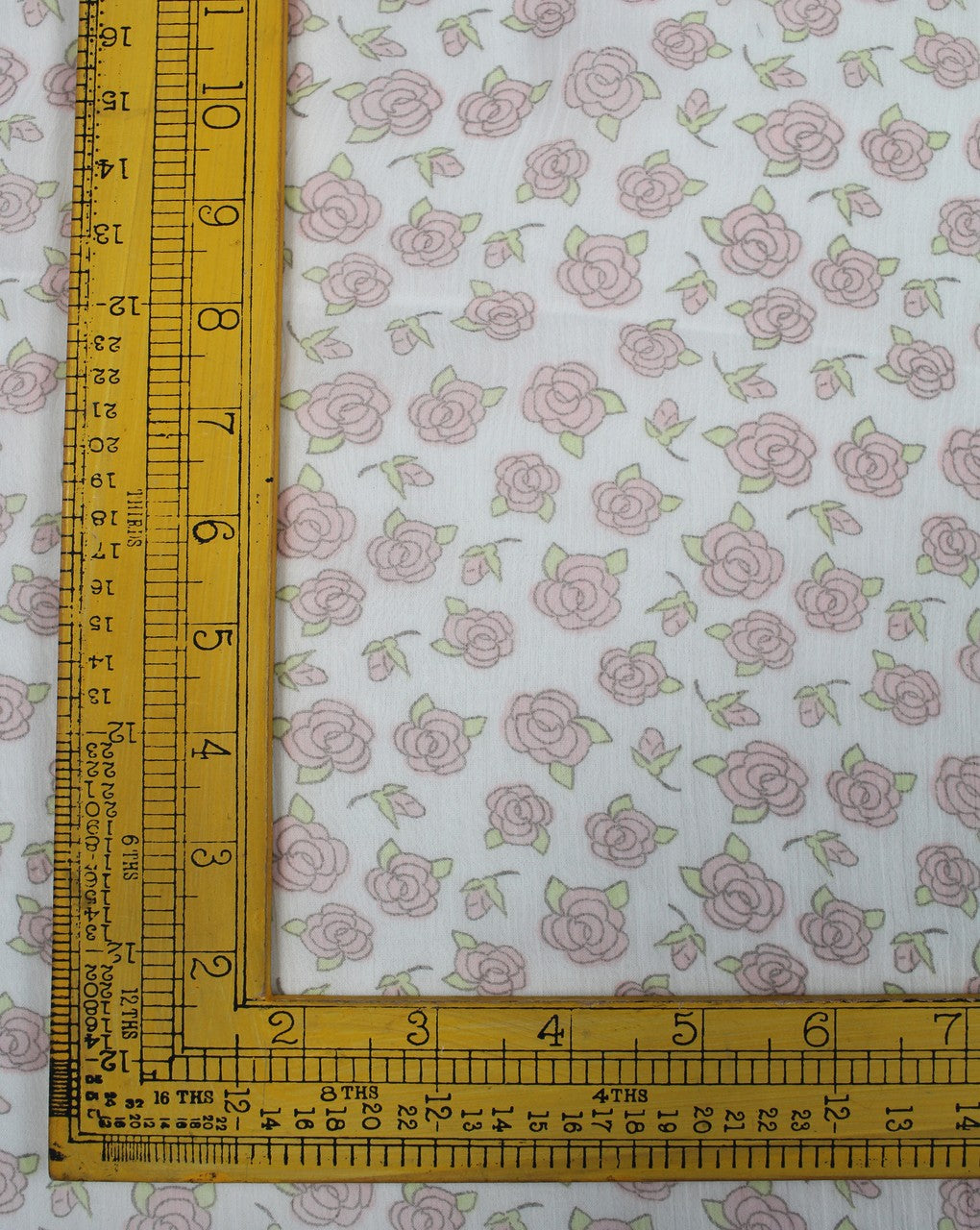 White And Pink Green Floral Print Polyester Chiffon Fabric
