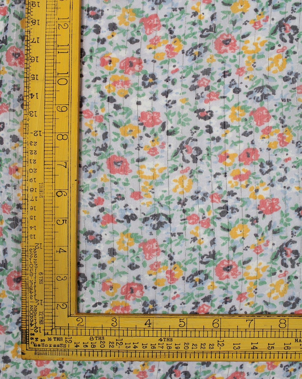 White And Multicolor Floral Print 1 Polyester Chiffon Fabric